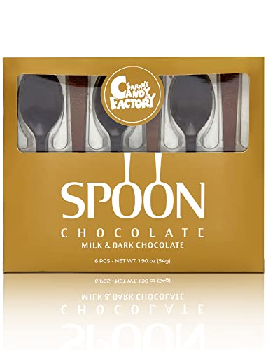 Chocolate Spoons for Hot Cocoa, Assorted Dark and Milk Chocolate - 6 Count