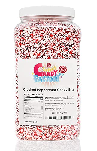 Sarah's Candy Factory Crushed Peppermint Candy Pieces Bits in Jar (5 Lbs)