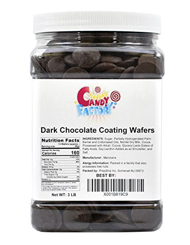 Sarah's Candy Factory Coating Melting Wafers Dark Chocolate in Jar, 3 Lbs